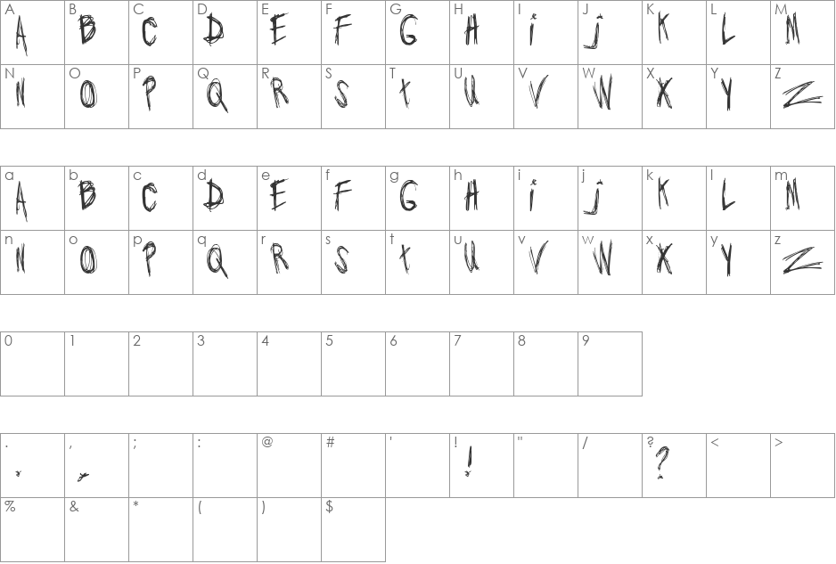 Jo_wrote_a_lovesong font character map preview