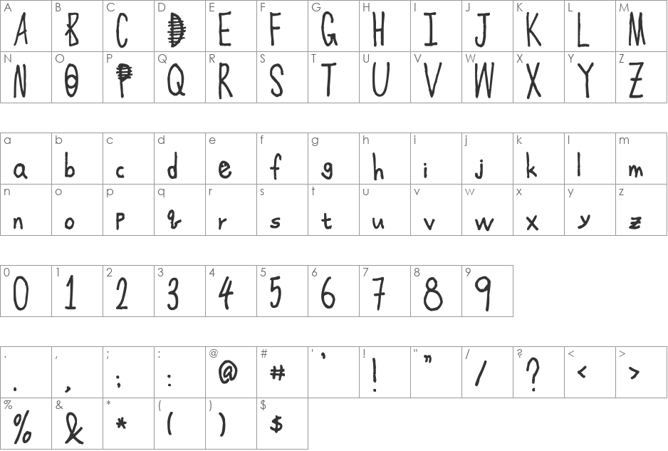 JS Kang font character map preview