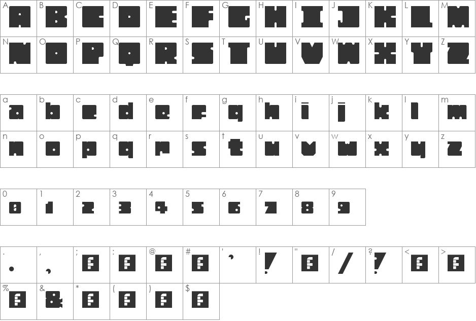 JS lump font character map preview
