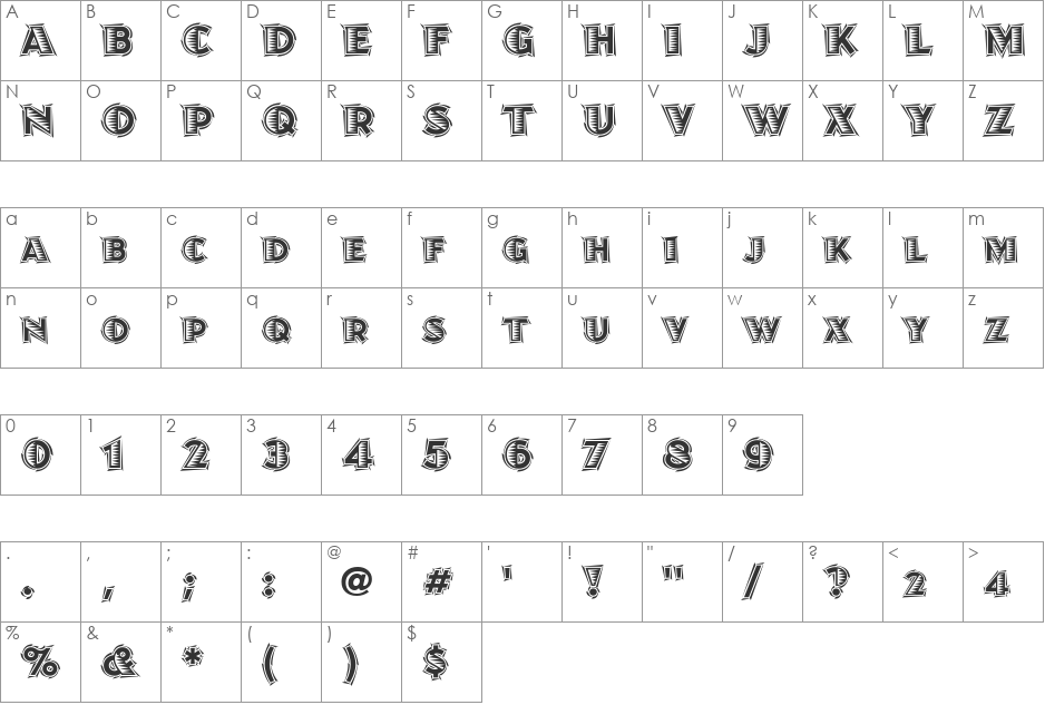JuanitaLinoITC TT font character map preview