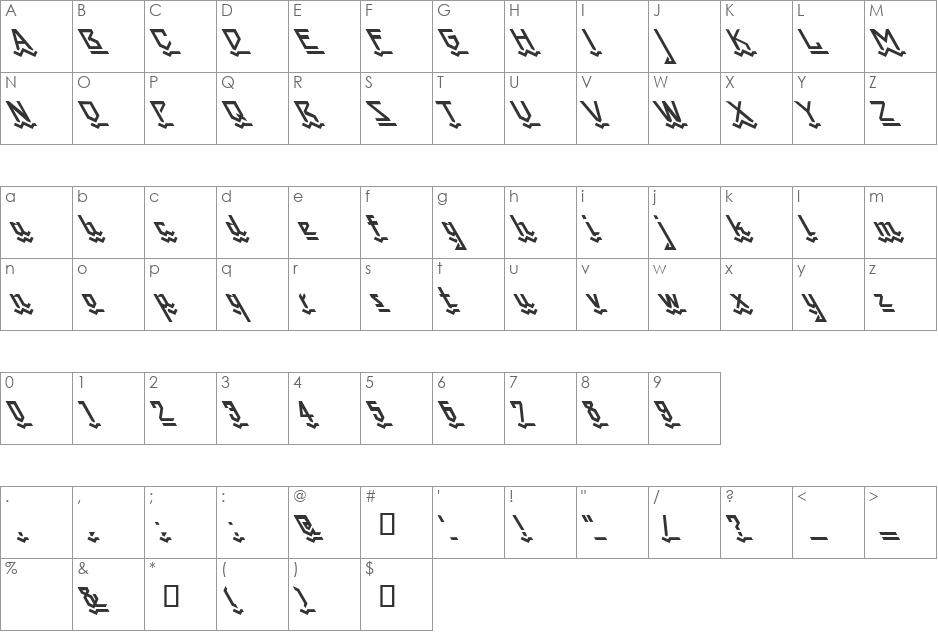 Judaslike font character map preview