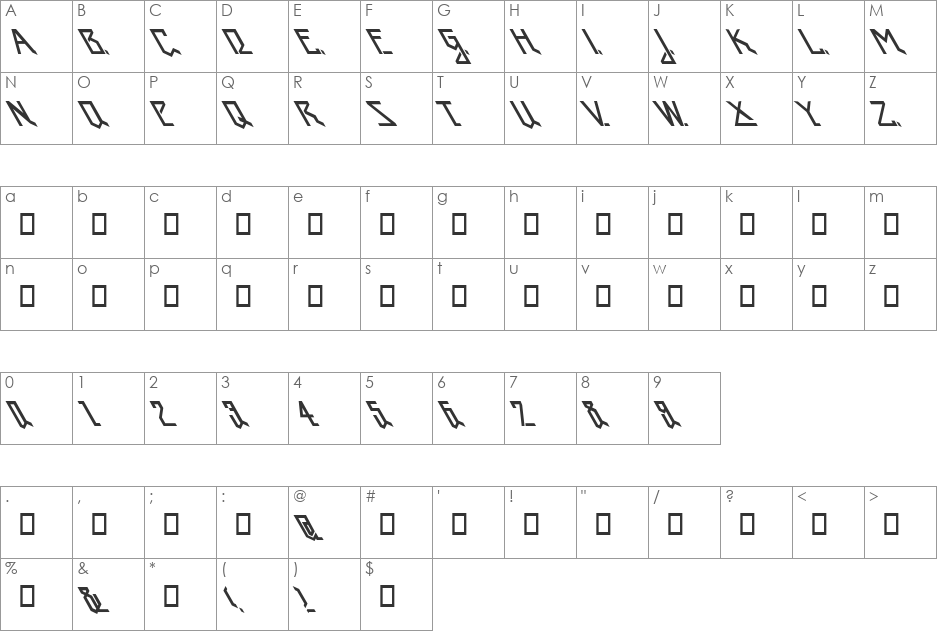 JudaslikeBegin font character map preview
