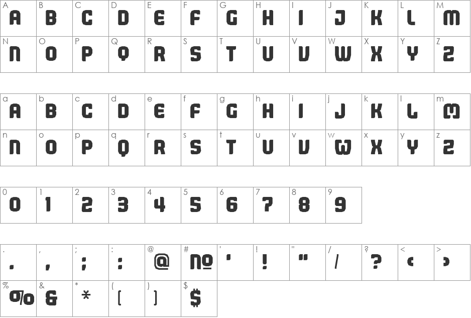 Judgement font character map preview