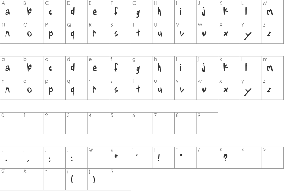 Judgement Day font character map preview