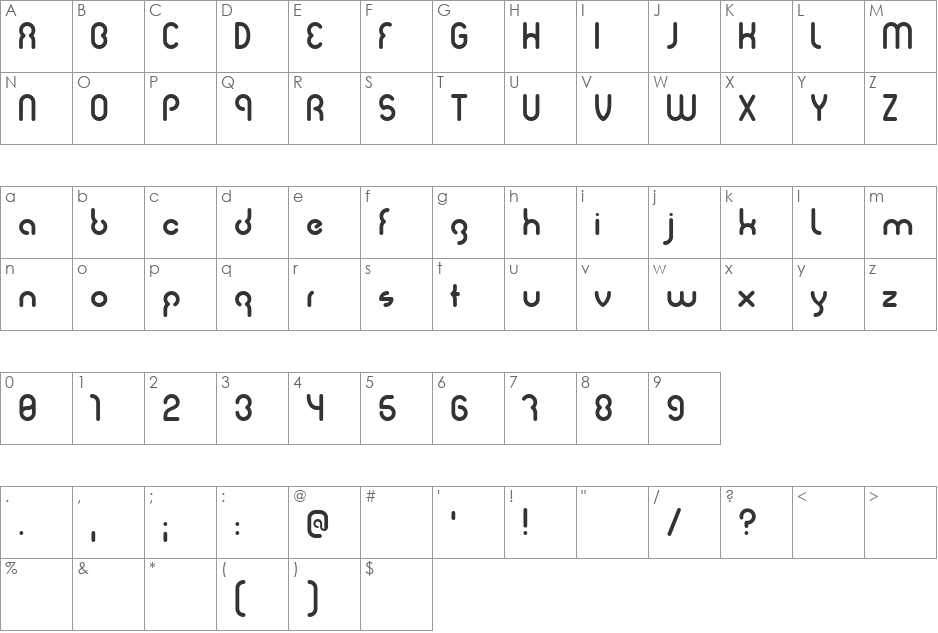 Judit font character map preview