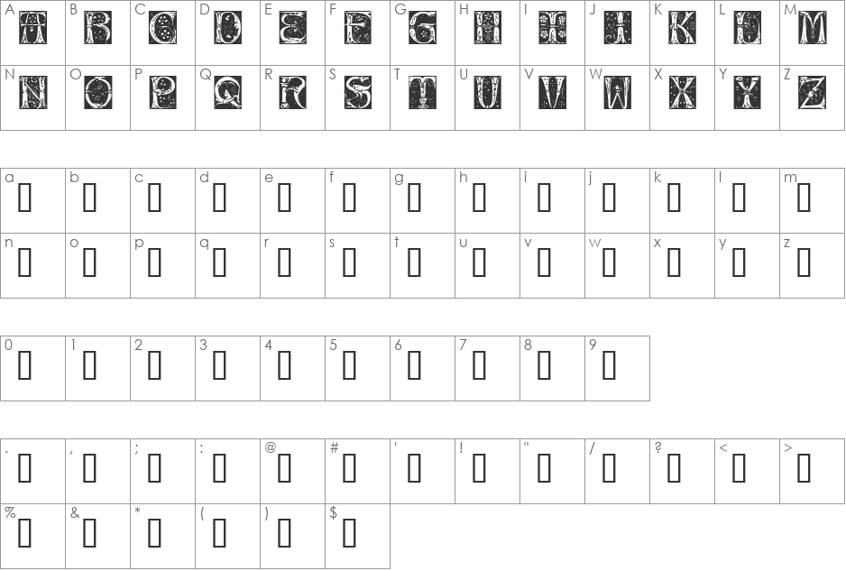Jugend font character map preview