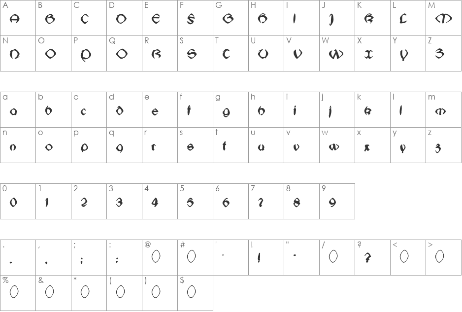 JugendstilFS font character map preview