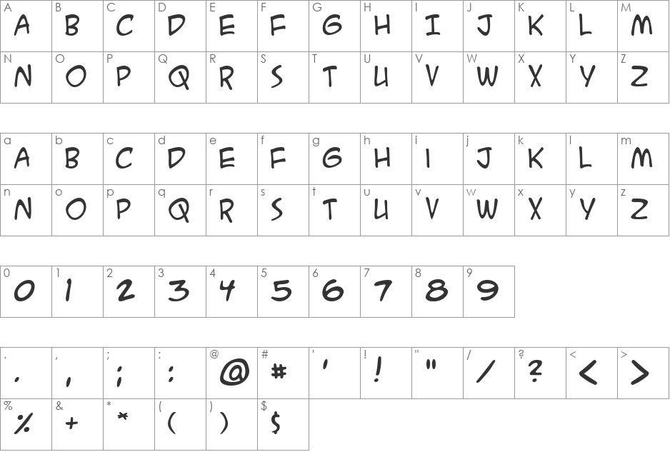 Jughead font character map preview