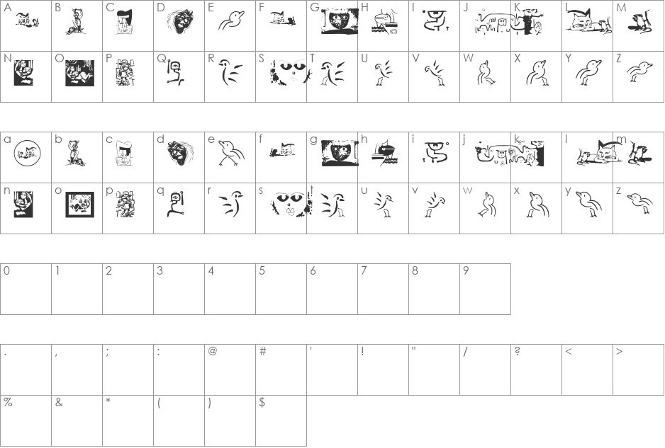 ArtFound font character map preview