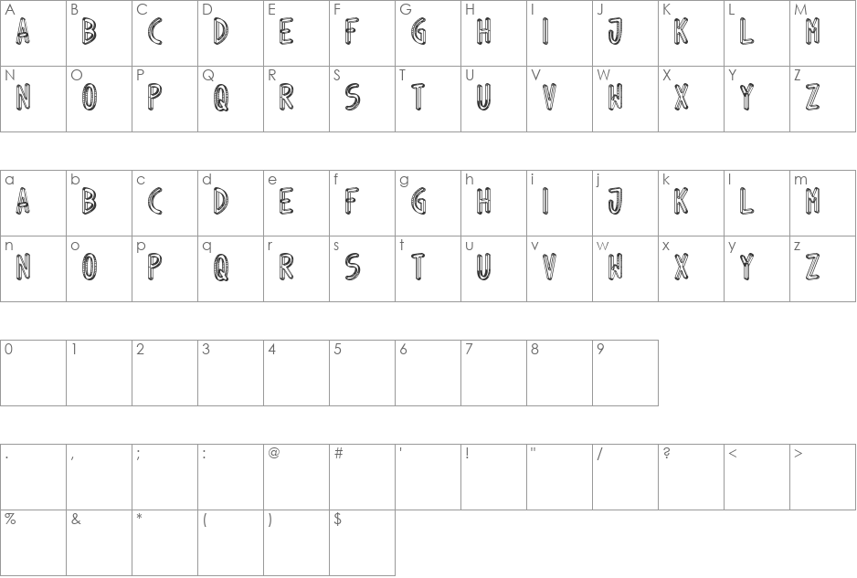 Juino net font character map preview