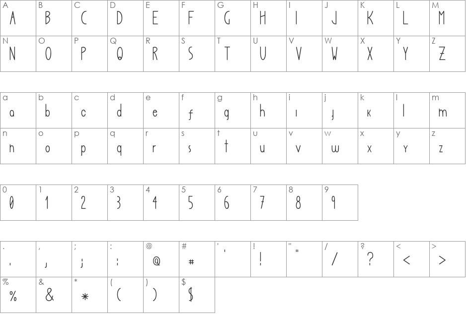 Juiz de Fora font character map preview