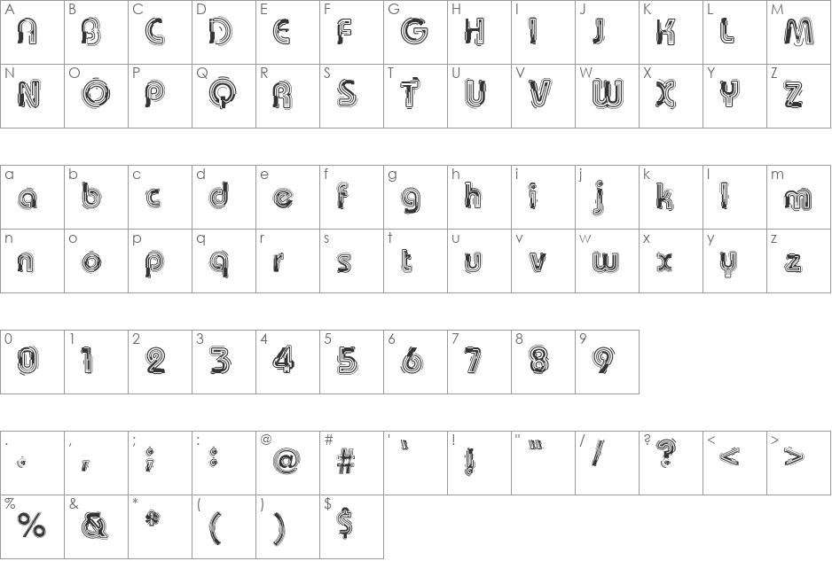 Jukebox font character map preview