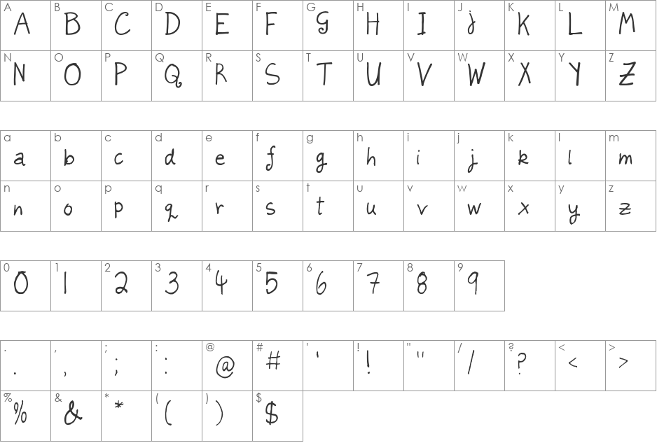 juleswriting font character map preview