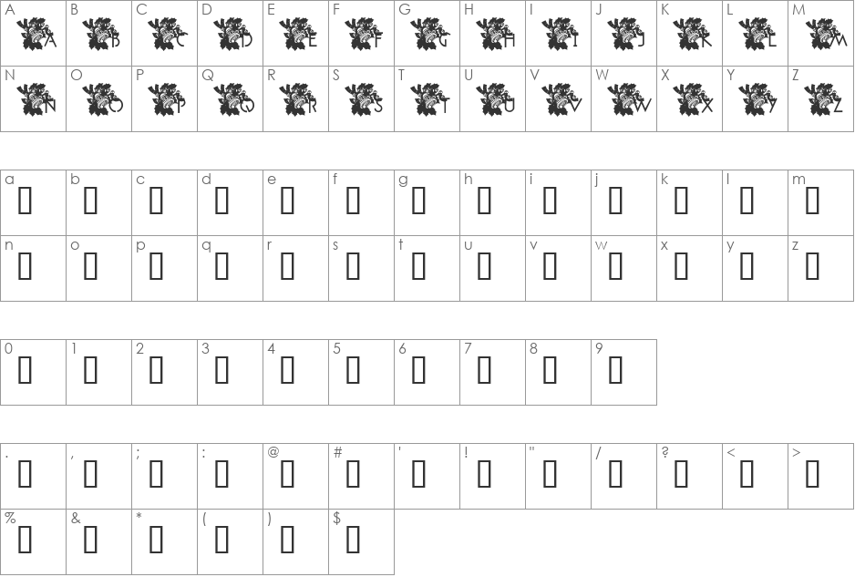 jules_xmasbells font character map preview