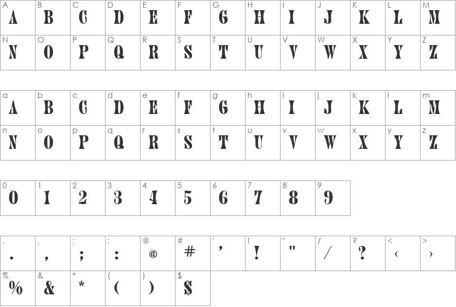 Julia font character map preview