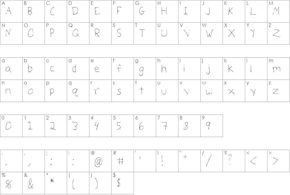 Julialicious font character map preview