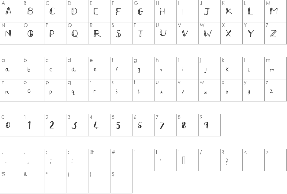 Julia_Handwritten_2 font character map preview