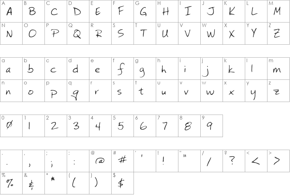 Julie font character map preview