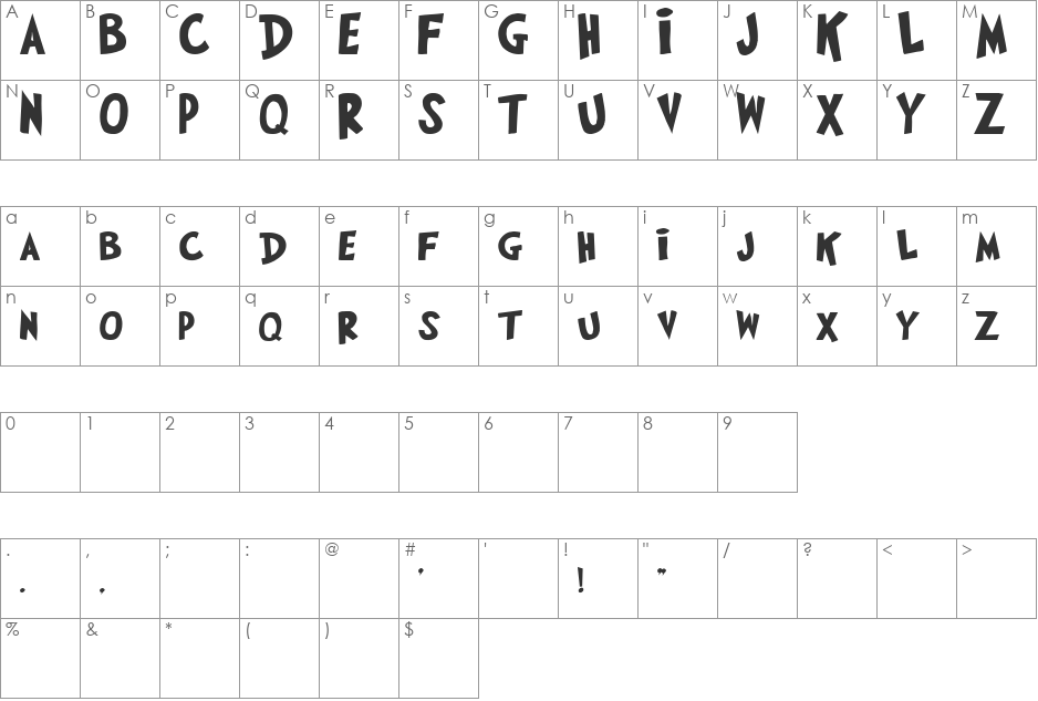 Julie font character map preview