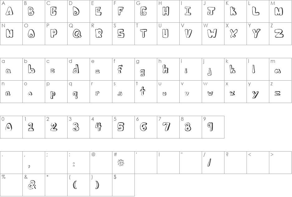 Julies Font font character map preview