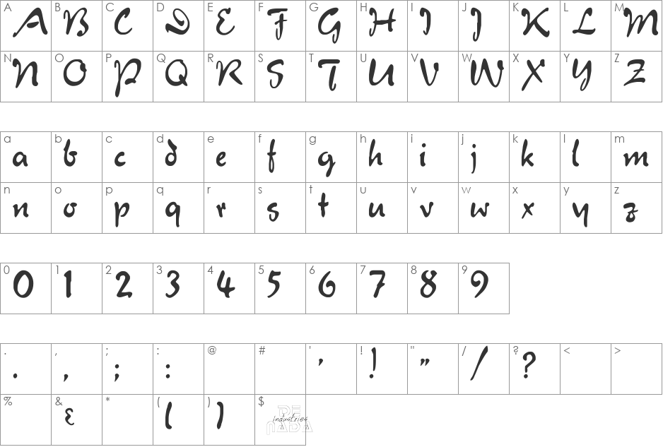 Juliet font character map preview