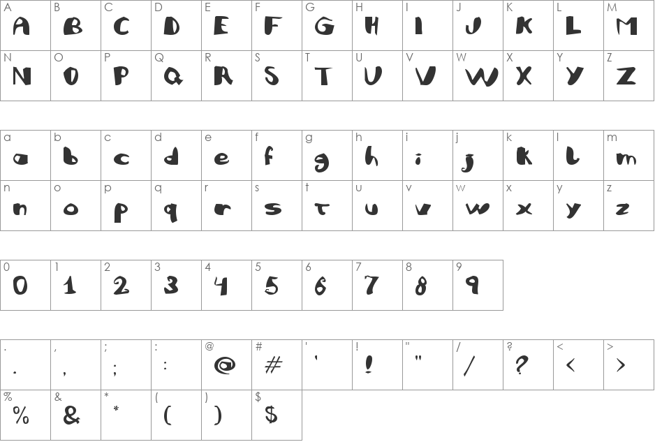 JuliFesta font character map preview
