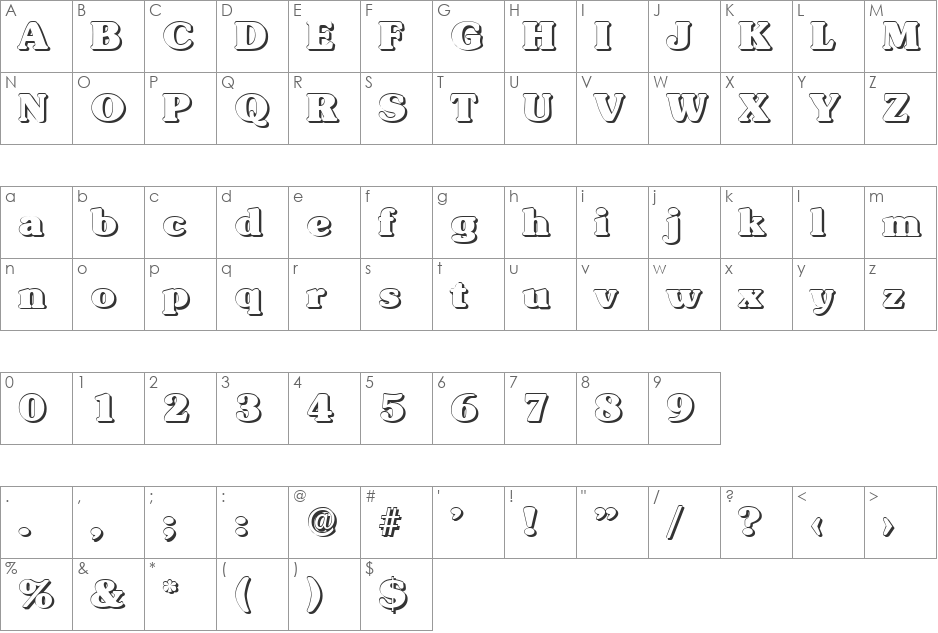 JuliusBeckerShadow-Heavy font character map preview