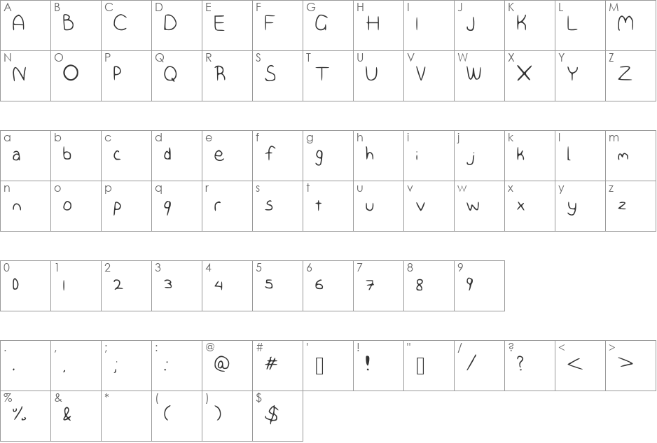 Jumper font character map preview