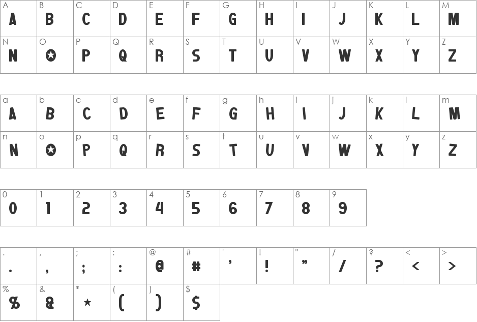 Jumpman font character map preview