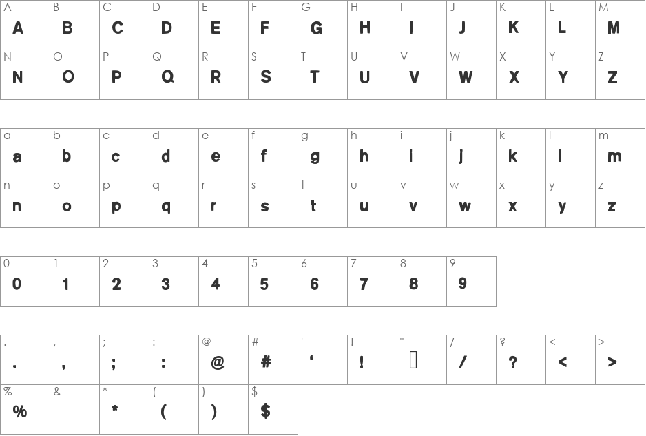 JumpParty font character map preview
