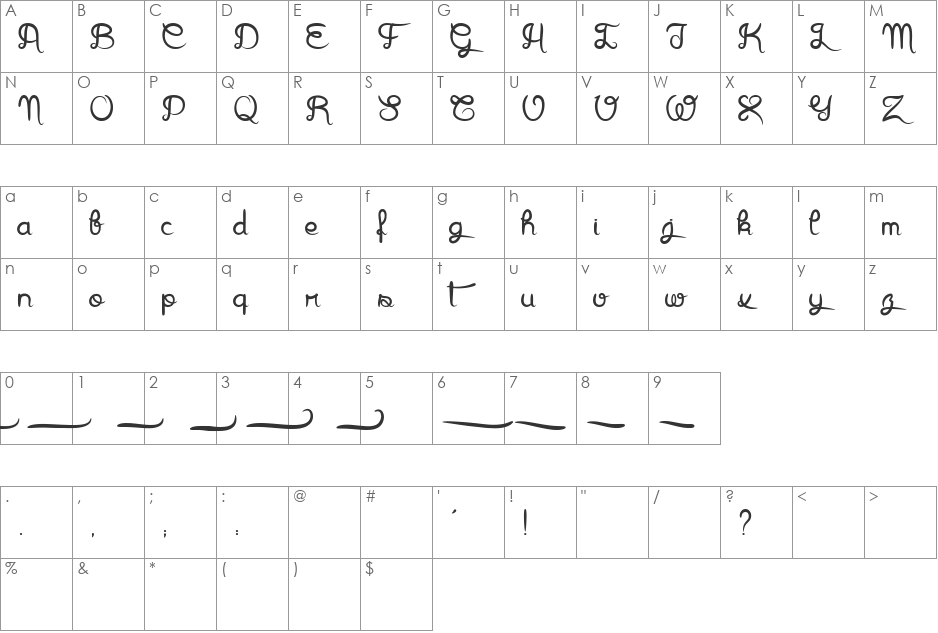 Arthus1 Hig6htone font character map preview