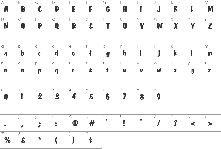 Jungle font character map preview