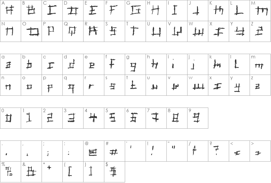 Jungle font character map preview