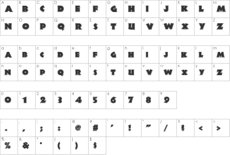 Jungle Fever Inline NF font character map preview