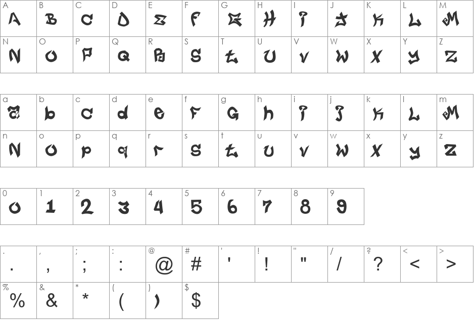 Jungle LIFE font character map preview