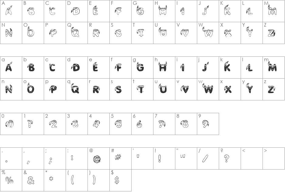 Junglenews font character map preview