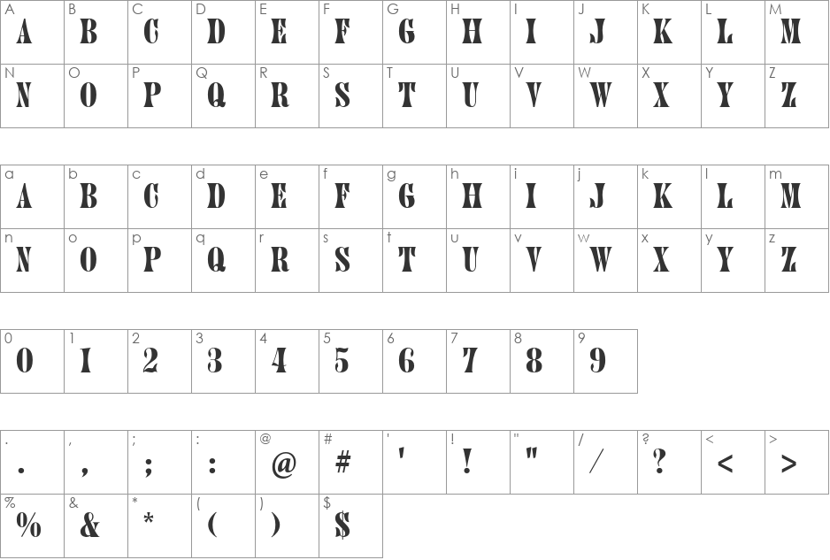 Juniper Std font character map preview