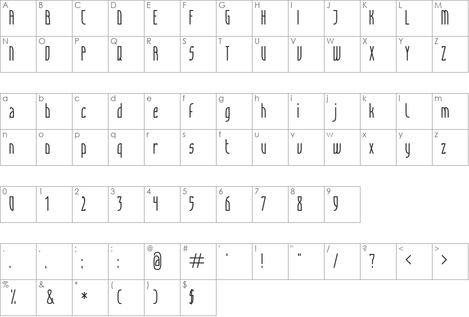 Articulate font character map preview