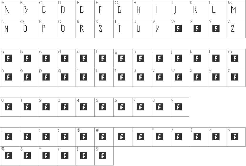 JUPI font character map preview