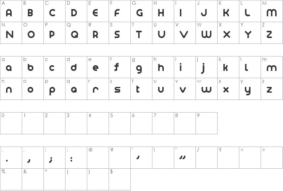 Juristl font character map preview