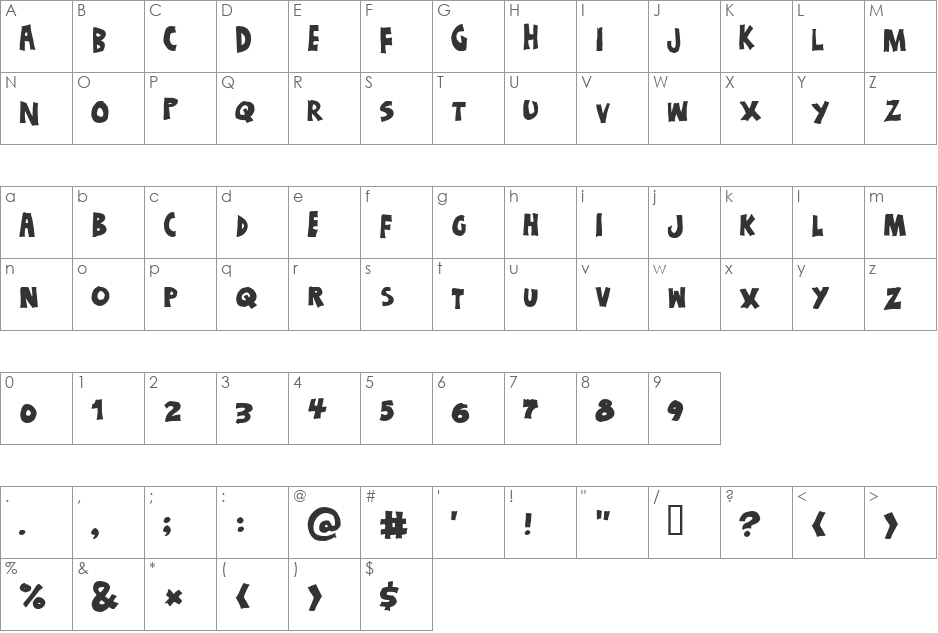 Just a dream Hollow font character map preview