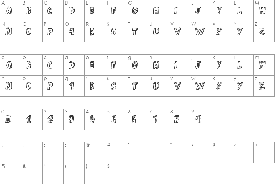 just a kid font character map preview