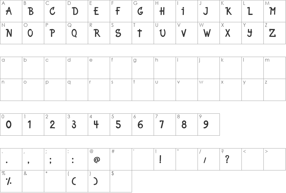 Just For Fun font character map preview