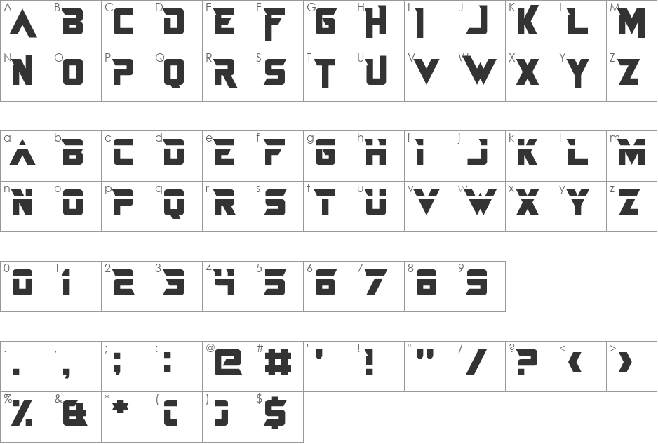 Just In The Firestorm font character map preview