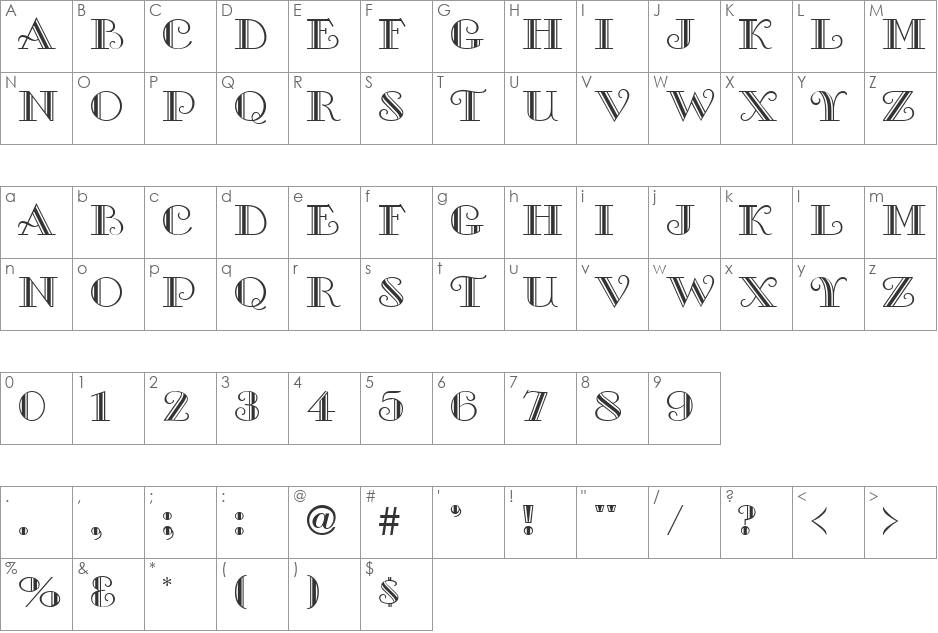 Just Married font character map preview