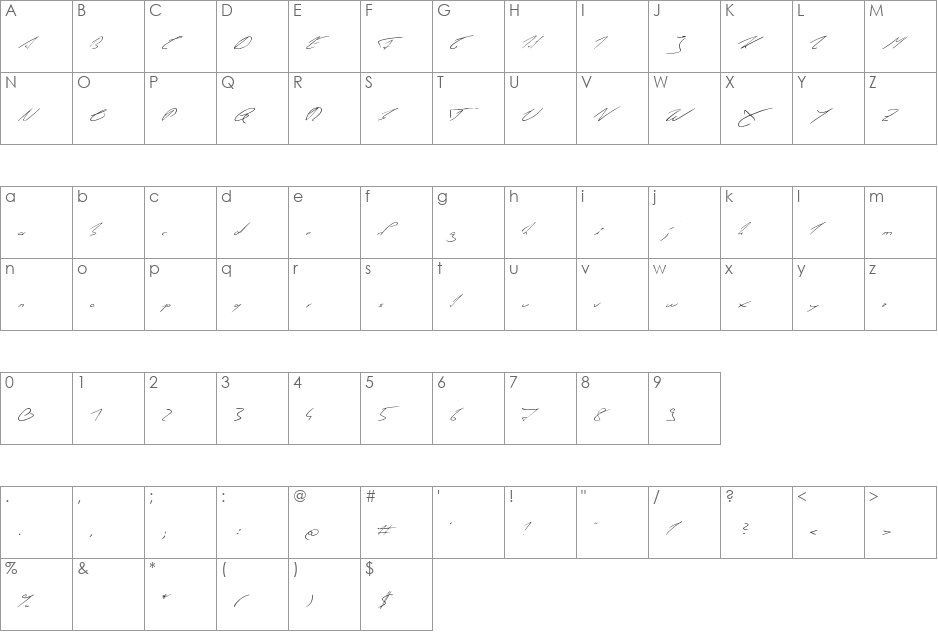 Just Nate font character map preview