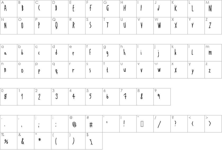 JustAnotherDayNBP font character map preview