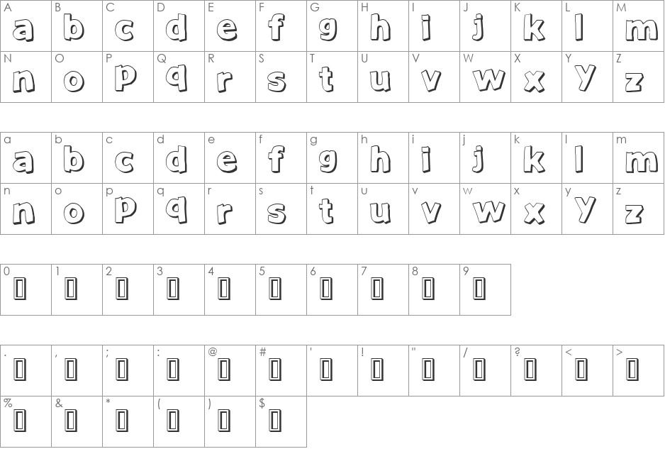 JustAnotherFont font character map preview