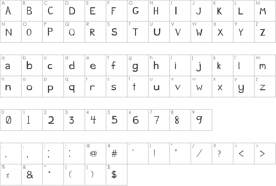 JustDucky font character map preview