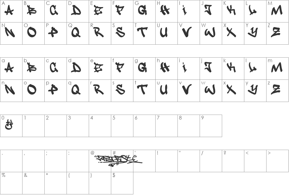 justfist font character map preview